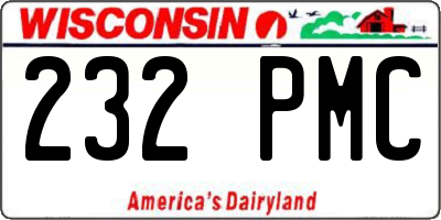 WI license plate 232PMC