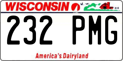 WI license plate 232PMG