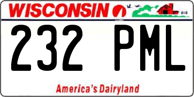WI license plate 232PML