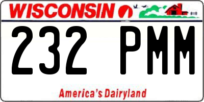 WI license plate 232PMM