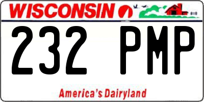 WI license plate 232PMP