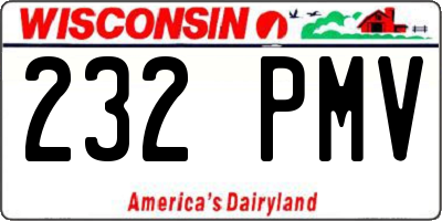 WI license plate 232PMV