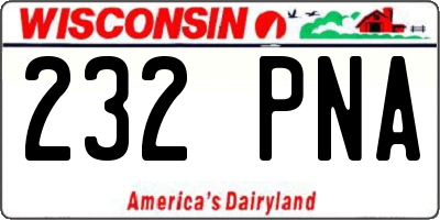WI license plate 232PNA