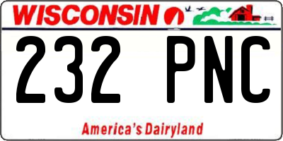 WI license plate 232PNC