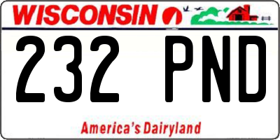 WI license plate 232PND