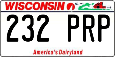 WI license plate 232PRP