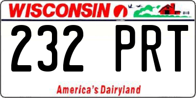WI license plate 232PRT