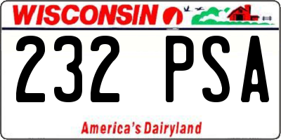 WI license plate 232PSA