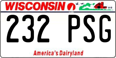 WI license plate 232PSG