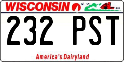 WI license plate 232PST
