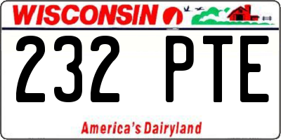 WI license plate 232PTE