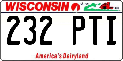 WI license plate 232PTI