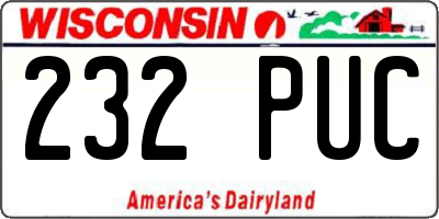 WI license plate 232PUC