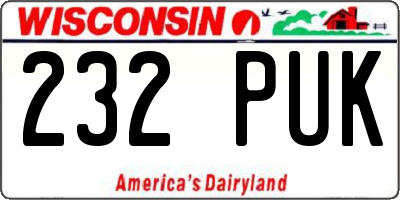 WI license plate 232PUK