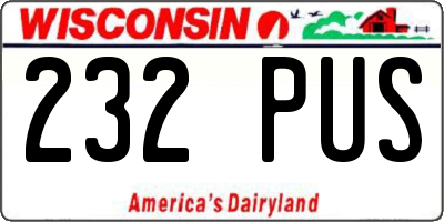 WI license plate 232PUS