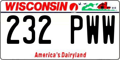 WI license plate 232PWW