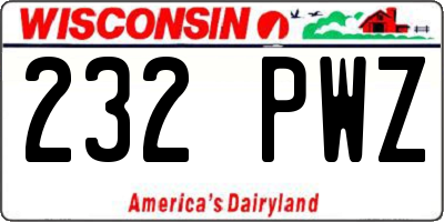 WI license plate 232PWZ