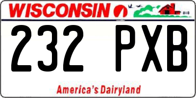 WI license plate 232PXB