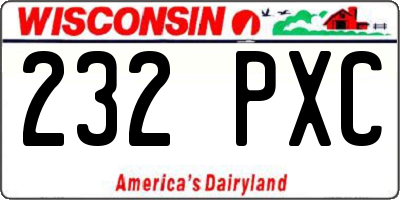 WI license plate 232PXC