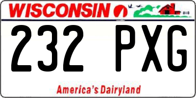 WI license plate 232PXG