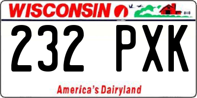 WI license plate 232PXK