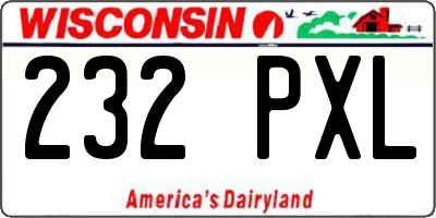 WI license plate 232PXL