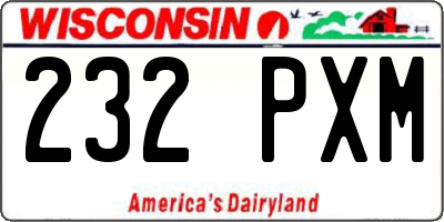 WI license plate 232PXM