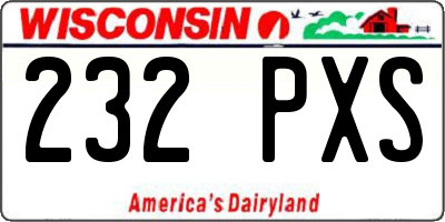 WI license plate 232PXS