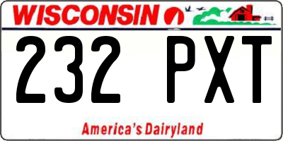 WI license plate 232PXT