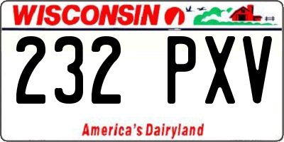 WI license plate 232PXV