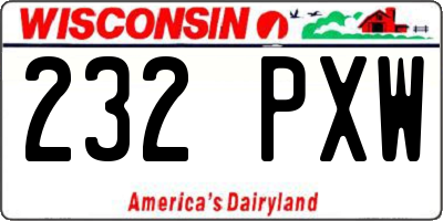 WI license plate 232PXW