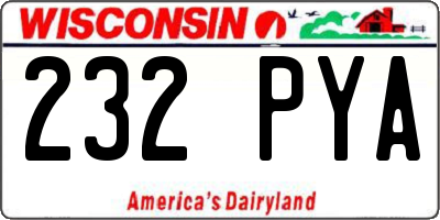 WI license plate 232PYA
