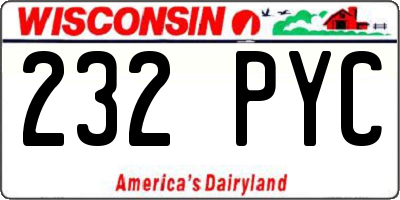 WI license plate 232PYC