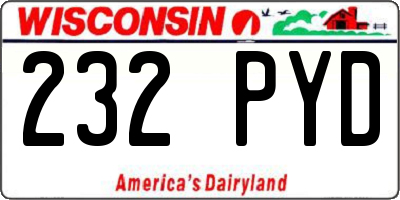 WI license plate 232PYD