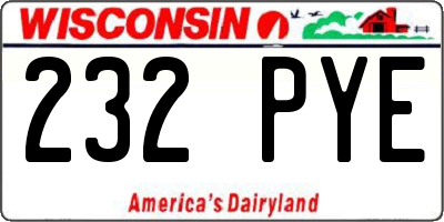 WI license plate 232PYE