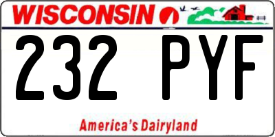 WI license plate 232PYF
