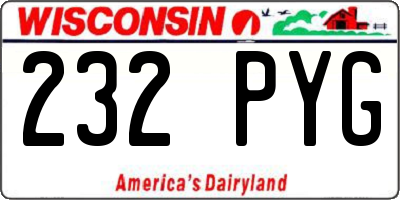 WI license plate 232PYG