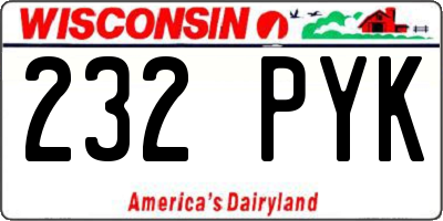 WI license plate 232PYK