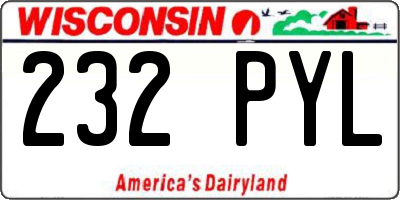 WI license plate 232PYL