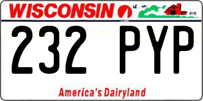 WI license plate 232PYP