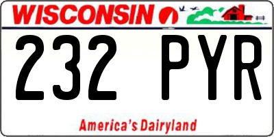 WI license plate 232PYR