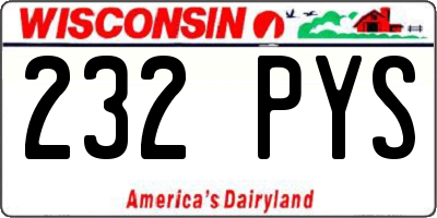 WI license plate 232PYS