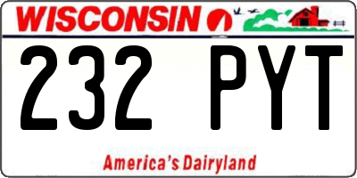 WI license plate 232PYT