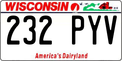 WI license plate 232PYV