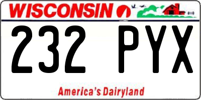 WI license plate 232PYX