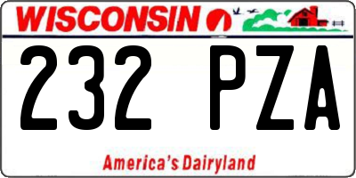 WI license plate 232PZA