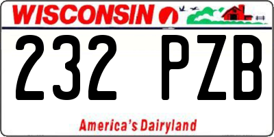 WI license plate 232PZB