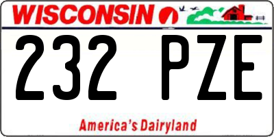 WI license plate 232PZE