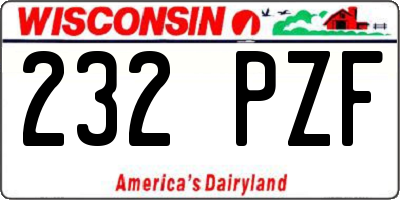 WI license plate 232PZF