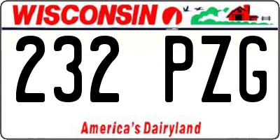 WI license plate 232PZG